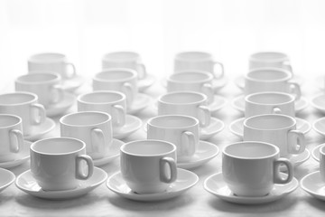 Many rows of pure white cup Black and white