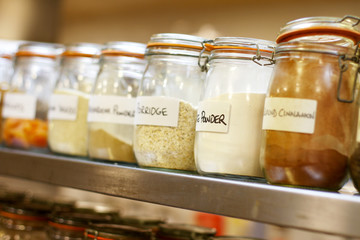 Fototapeta na wymiar spices in jars in kitchen