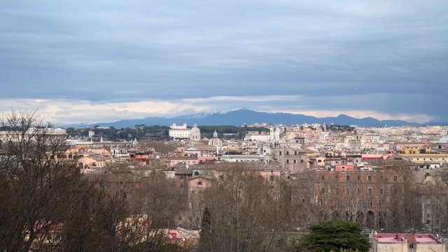 View of the historical center of Rome from the height of the Janiculum Hill