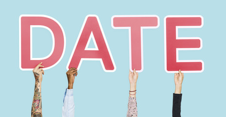 Hands holding the word date