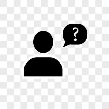 Speech Bubble With Question Mark In Man Head Vector Icon On Transparent Background, Speech Bubble With Question Mark In Man Head Icon