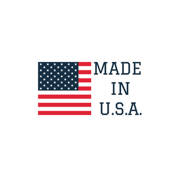 Made in USA badge with USA flag elements. Vector illustration