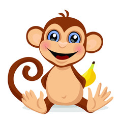 Sweet monkey. A toy, an animal. Vector illustration.