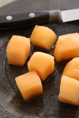 preparing fresh melon