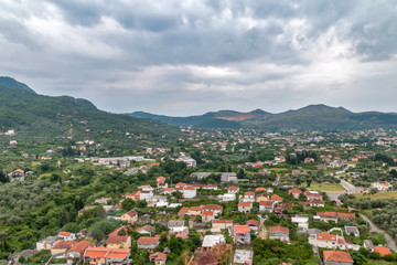 View of the mountains and the town of Bar, Montenegro