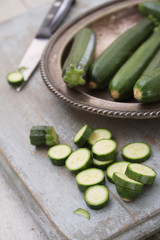 preparing fresh courgettes