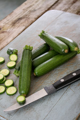 preparing fresh courgettes