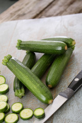preparing fresh courgettes