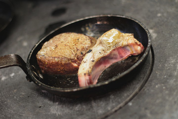 cooking meat on stove