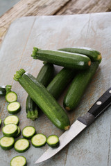 preparing fresh courgettes