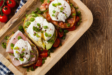 Sandwiches with a poached egg
