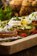 Sandwiches with a poached egg