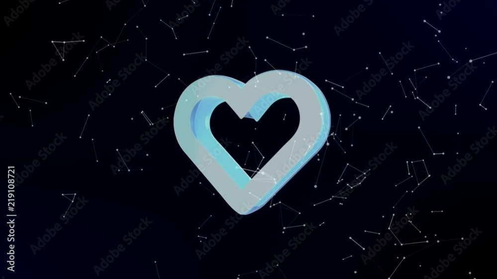 Wall mural love being formed by revolving particles. futuristic structure of plexus lines and points, dark blue