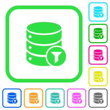 Database filter vivid colored flat icons