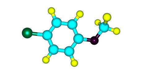 4-chloroanisole molecular structure isolated on white