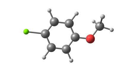 4-chloroanisole molecular structure isolated on white