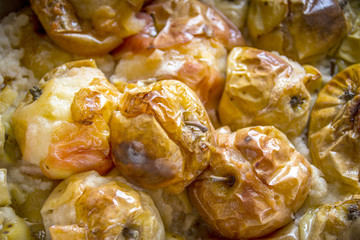 Homemade baked organic apples close up