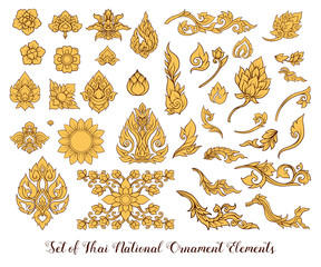 A set of elements of traditional Thai ornament.