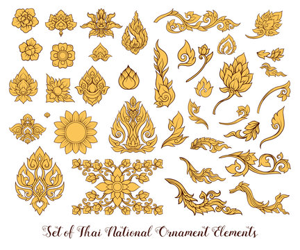 A set of elements of traditional Thai ornament.