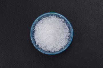 Natural sea salt in a small  bowl