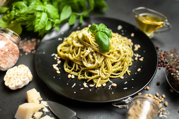 Pasta with pesto sauce