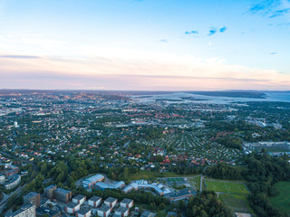Aerial view on Oslo center and Kringsja urban area in Oslo, Norway