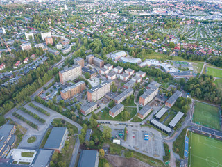 Fototapeta na wymiar Aerial view on Oslo center and Kringsja urban area in Oslo, Norway