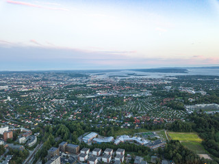 Aerial view on Oslo center and Kringsja urban area in Oslo, Norway