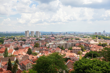 Fototapeta na wymiar Panoramic view on Zemun, Belgrade, Serbia, with beautiful sky in background
