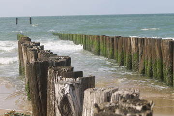 Nordsee Wasser Pfähle Buhne Wellenbrecher