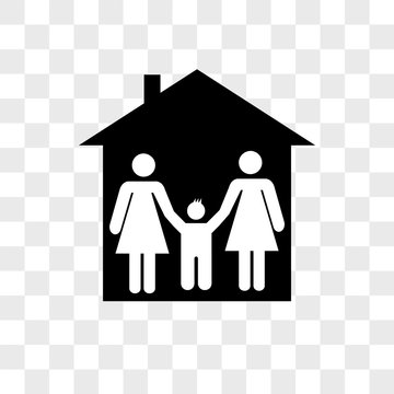 Family In Home Vector Icon On Transparent Background, Family In Home Icon