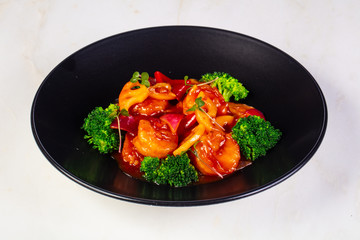 Salad with lotus and prawns