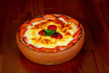 Baked meat with cheese