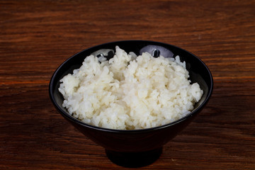 Steamed rice in the plate