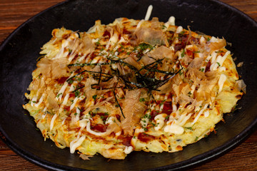 Japanese pizza with seafood
