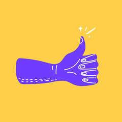 Hand thumb up icon, flat design, vector illustration.