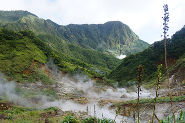 Volcanic landscape of dominica - island of the antilles in the caribbian