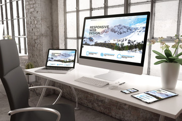 industrial office mockup responsive website design