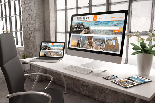 Industrial Office Mockup Responsive Travel Agency Website Design