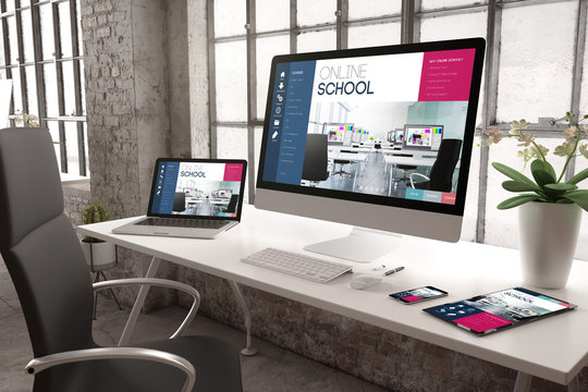 industrial office mockup responsive website online school