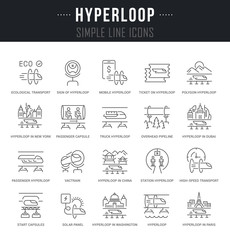 Set Vector Line Icons of Hyperloop.