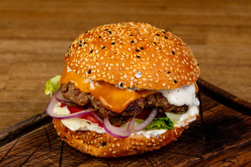 Tasty burger with meat