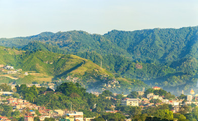 View Of Houses On Mountains In Cebu Island, Philippines