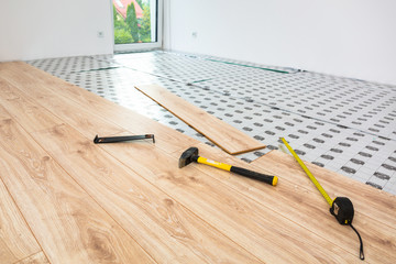 Instalation of new wooden floor at home