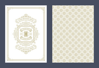Vintage ornament greeting card vector template.