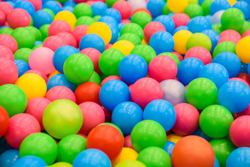Fototapeta na wymiar Background of Colored plastic balls. Lots of multi-Color fun balloon. 
