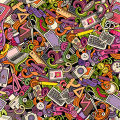 Cartoon cute doodles hand drawn Designer seamless pattern