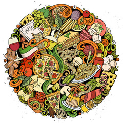 Cartoon vector doodles Italian Food illustration