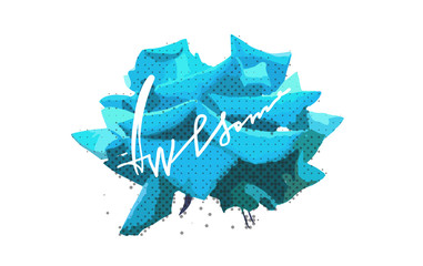 Awesome Rose blue acid color poster graphic.