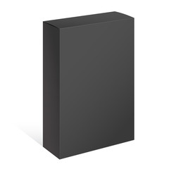 Realistic Black Open Package Box.